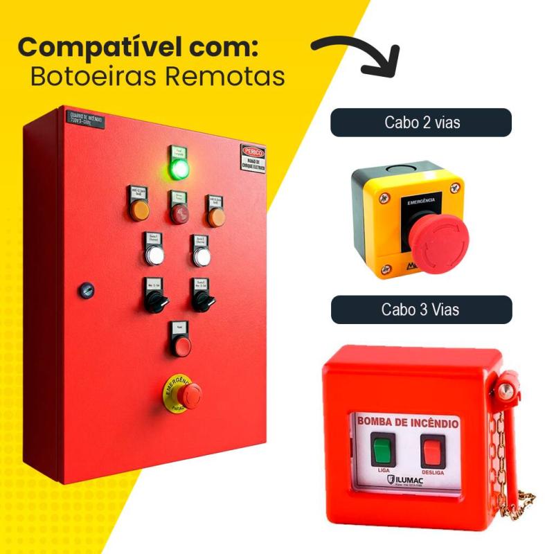 Quadro De Comando De Incêndio 2 Bombas 7,5cv + 1cv C/ Alarme